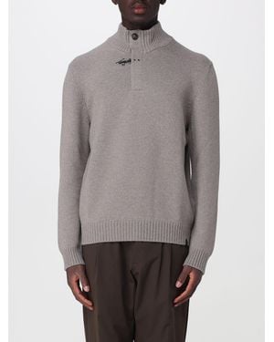 Fay Wool Long-Sleeved Turtleneck With Iconic Toggle Fastening - Gray