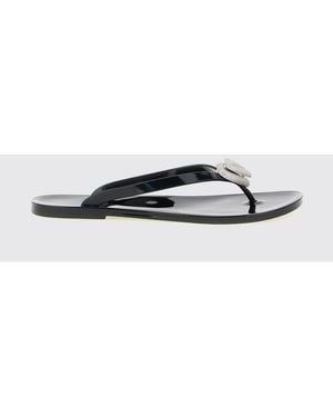 Mach & Mach Pvc Flip Flops With Rhinestone Hearts - White