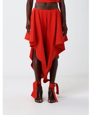 Alaïa Asymmetric Cotton Pants - Red