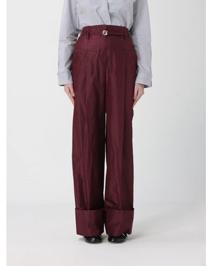 Fendi Silk Taffeta Trousers - Purple