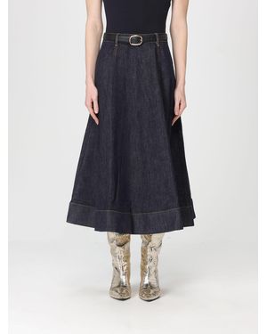 Self-Portrait Midi Denim Skirt - Blue