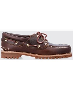 Timberland Authentic Smooth Boat Shoes With Rubber Sole - Brown