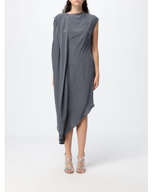 Crida Milano Peonia One-Shoulder Asymmetrical Crêpe De Chine Midi Dress - Blue