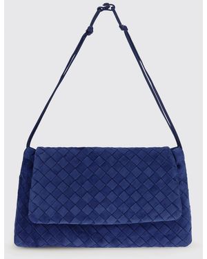 Bottega Veneta Woven Suede Giorno Bag - Blue