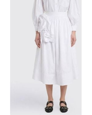 Simone Rocha Cotton Skirt With Maxi Flower - White
