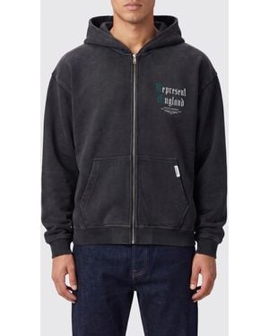 Represent Sudadera Relaxed Fit Con Capucha Y Cremallera De Algodón Con Logo Estampado - Negro