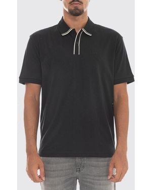 BOSS Short-Sleeved Cotton Polo Shirt With Contrast Tipping - Black