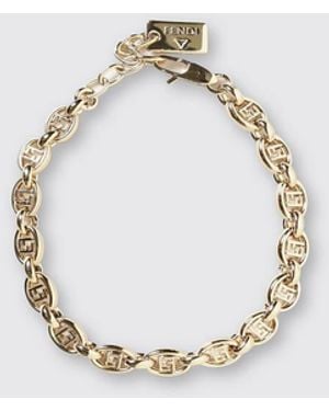 Fendi Ff Monogram Chrome-Plated Bronze Bracelet - White