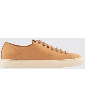 Buttero Smooth Cowhide Low-Top Trainers With Applied Logo - Brown