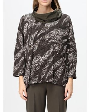 Joseph Ribkoff All-Over Abstract Print Polyester Turtleneck Top - Gray