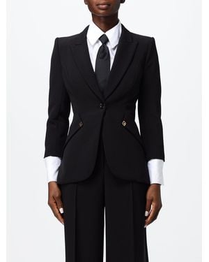 Elisabetta Franchi Cropped Single-Breasted Slim Fit Blazer With Peak Lapels - Black
