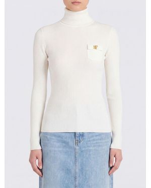 Elisabetta Franchi Slim Fit Silk Blend Long-Sleeved Turtleneck Jumper - White