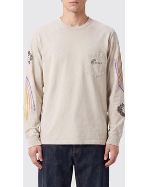 Golden Goose Long-Sleeved Cotton T-Shirt With Contrast Logo - Natural