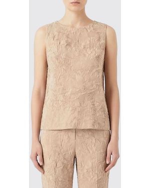 Giorgio Armani Pleated Crêpe Sleeveless Top - Natural