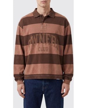 Represent Striped Long-Sleeved Cotton Polo Shirt With Contrast Logo - Brown
