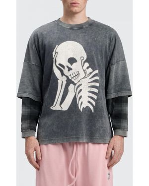Palm Angels Printed Stretch Cotton T-Shirt - Grey