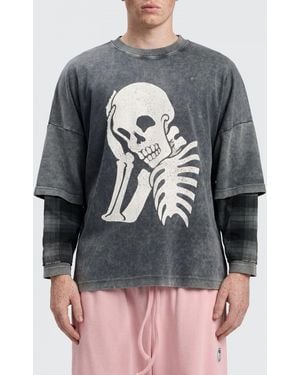 Palm Angels Printed Stretch Cotton T-Shirt - Grey