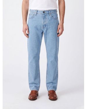 Stone Island Straight Fit Cotton Denim Jeans With Compass Logo Patch - Blue