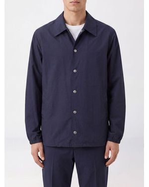 Dries Van Noten Technical Fabric Shirt Jacket With Elasticated Cuffs - Blue
