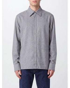MM6 by Maison Margiela Long-Sleeved Cotton Shirt With Numeric Logo - Grey