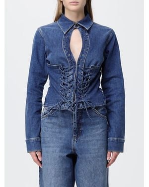 Liu Jo Cotton Denim Bustier Shirt - Blue