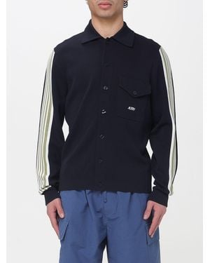 Autry Polo-Cardigan Aus Viskosestrick Mit Streifen - Blau