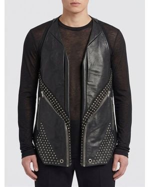Rick Owens Leather Vest With Glasses - Black