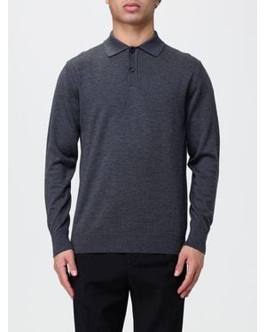 Diana Studio Long-Sleeved Knit Cotton Polo With Ribbed Collar - Blue