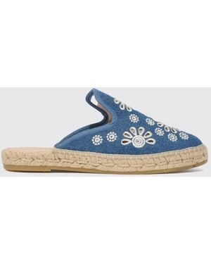 MC2 Saint Barth Cotton Sangallo Slip-On Espadrillas With Braided Jute Detailing - Blue