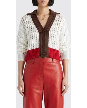 Fendi Perforated Cotton Cardigan - Red