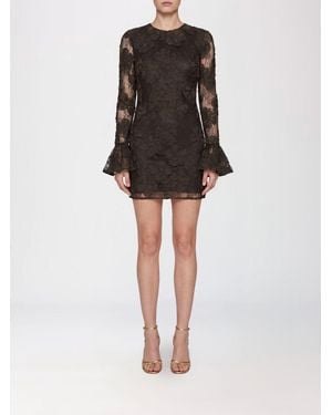ROTATE BIRGER CHRISTENSEN Slim Fit Lace Mini Sheath Dress With Long Sleeves And Flared Cuffs - Black