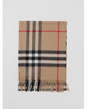 Burberry Scarf In Check Cashmere - White