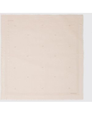 Twinset Jacquard Logo Polyester Blend Scarf - Natural