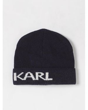 KARL LAGERFELD Knit Beanie With Logo - Blue