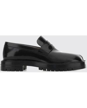 Maison Margiela Tabi Brushed Leather Penny Loafers With Notched Sole - White