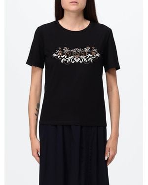 Twinset Cotton Blend T-Shirts With Beads - Black
