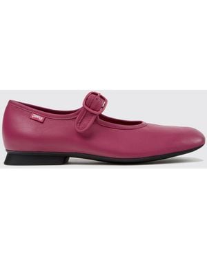 Camper Casi Myra Smooth Leather Mary Janes With Adjustable Strap And Round Toe - Purple