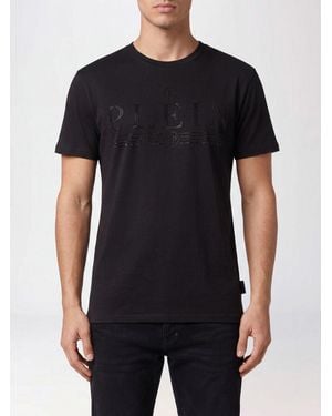 Philipp Plein Cotton Crew Neck T-Shirt With Rhinestone Logo Lettering - Black