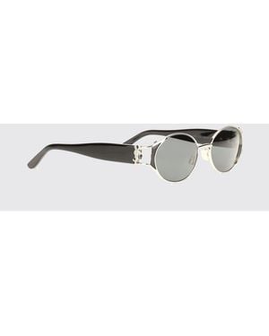 Saint Laurent Oval Tortoiseshell Acetate Sunglasses With Ysl Monogram - White