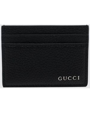 Gucci Kartenetui Aus Genarbtem Leder Mit Metallischem Logo Und Vier Schlitzen - Weiß