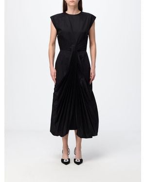 Crida Milano Sleeveless A-Line Cotton Poplin Midi Dress With Knotted Waist - Black