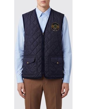 Valentino Quilted Nylon Gilet With Embroidered Shield - Blue