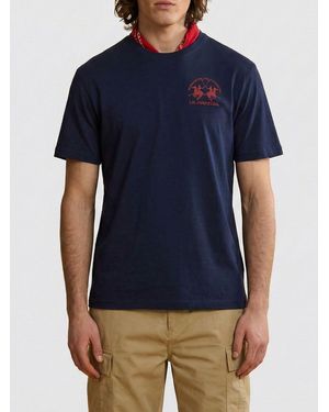 La Martina Cotton T-Shirt With Logo - Blue