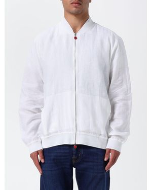 Kiton Linen Bomber Jacket With Elasticated Collar And Zip Closure - White