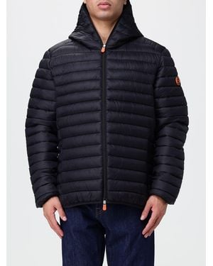 Save The Duck Short Quilted Nylon Puffer Jacket With Hood And Zip Closure - Blue