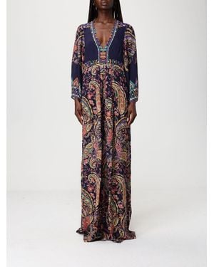 Etro Long Silk Dress With Paisley Print - Blue