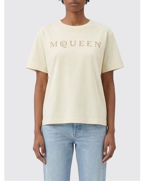 McQueen Cotton T-Shirt With Logo - Natural