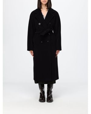 Max Mara Madame Double-Breasted Long Wool Coat With Belt - Black