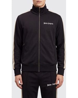 Palm Angels Technical Fabric Track Jacket With High Neck And Contrast Logo - Blue
