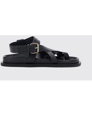 A.Emery Lizard-Effect Leather Thong Sandals With Ankle Strap - White